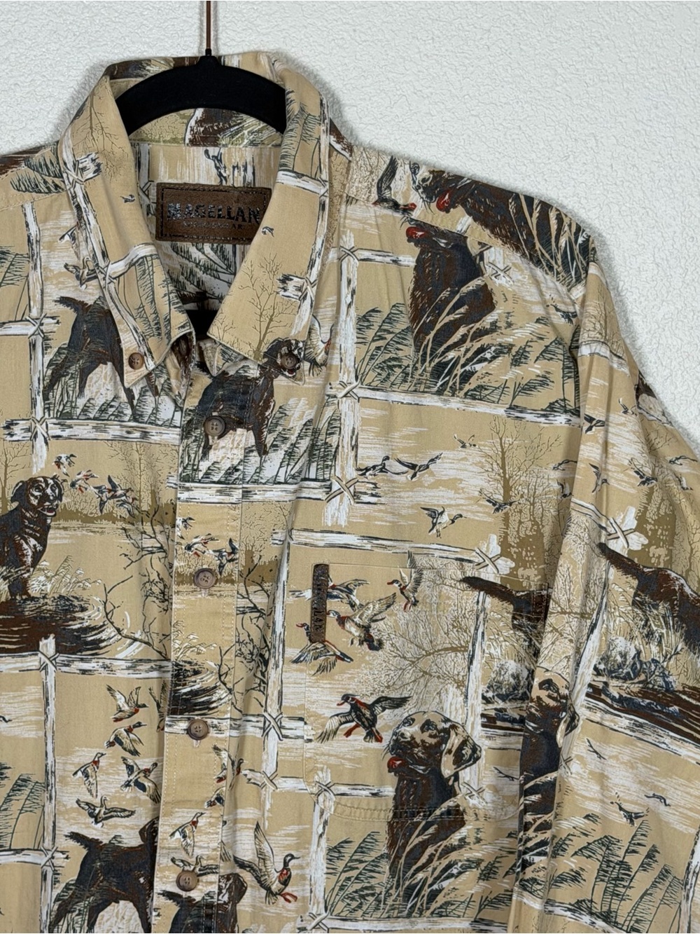 Vintage 90s Men’s XL Labrador Duck Hunting Sportswear Button Down Outdoor AOP